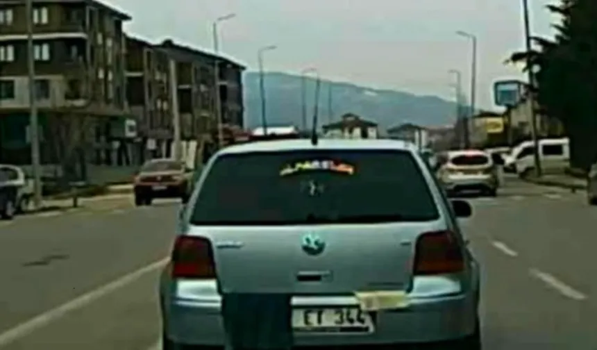 Düzce'deki plakası bezle kapalı araç hayrete düşürdü!